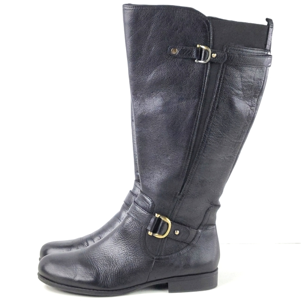 Naturalizer Black Leather Knee-High Riding Boots